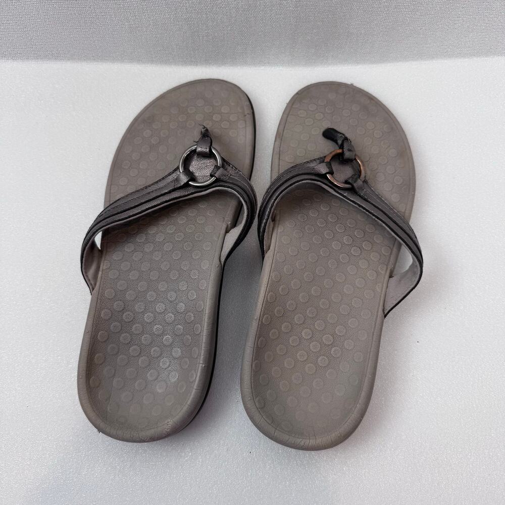 Vionic Silver Gray Sandal Post O Ring Women Comfortable Thongs Size US 8